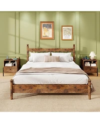 Nightstand with Charging Station Bedside Table Storage Shelf Side