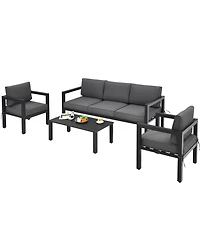 4-Piece Outdoor Patio Furniture Set Sectional Sofa Set Coffee Table
