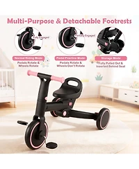 Mecale 4-in-1 Foldable Toddler Tricycle with Push Handle with Adjustable Seat