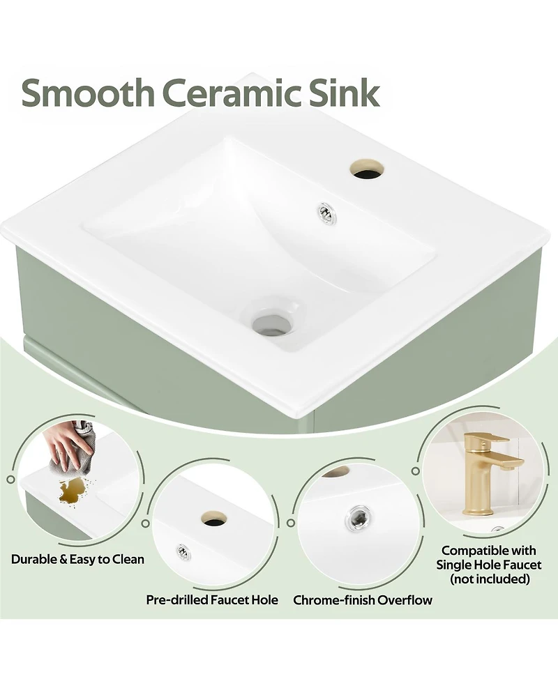 Sillysis Bathroom Vanity with Sink, Painted Mdf Cabinet, Soft Close Door, Adjustable Shelf & Organizer for Small Spaces