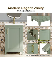 Sillysis Small Bathroom Vanity Cabinet with Ceramic Sink, Soft Close Door & Ample Storage for Compact Spaces