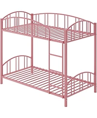 gaomon Metal Bunk Bed Twin Over Twin Heavy Duty Arched Guardrail Safety Ladder Steel No Box Spring Space