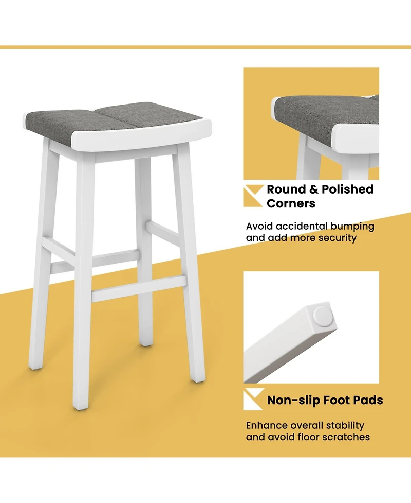 Gymax 4 Pcs Saddle Bar Stools Bar Height Backless Island Pub Chairs Kitchen