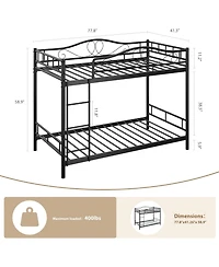 gaomon Twin Over Twin Metal Bunk Bed with Ladder Guardrails Heavy Duty 400 Lbs, No Box Spring Easy Assembly