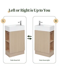 Sillysis Bathroom Vanity with Sink, Mdf Storage Cabinet, Two-Tier Shelf & Left or Right Orientation for Small Bathrooms