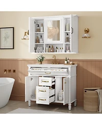 Sillysis 36" Bathroom Vanity with Sink & Mirror Cabinet, Freestanding Storage with Soft-Close Drawers for Modern Bathroom