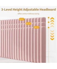 gaomon Bed Frame with Adjustable Headboard, Velvet Upholstered Platform Bed Frame Full Size, Strong Wooden Slats, No Box Spring Needed, Easy Assembly