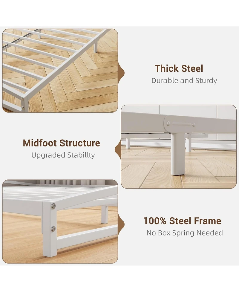 gaomon King Low Bed Frame 6 Inch Heavy Duty Metal Platform Mattress Foundation Noise-Free No Box Spring Easy Assembly