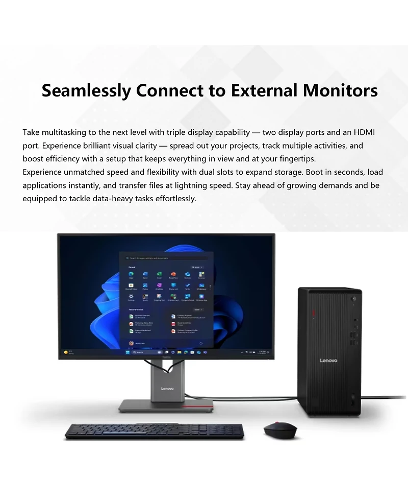 Lenovo ThinkCentre M70s Gen 6 Business Desktop, Intel Core Ultra 5 225, 64GB DDR5, 2TB Ssd, Wi-Fi 6, Wired Kb & Mouse, Windows 11 Pro