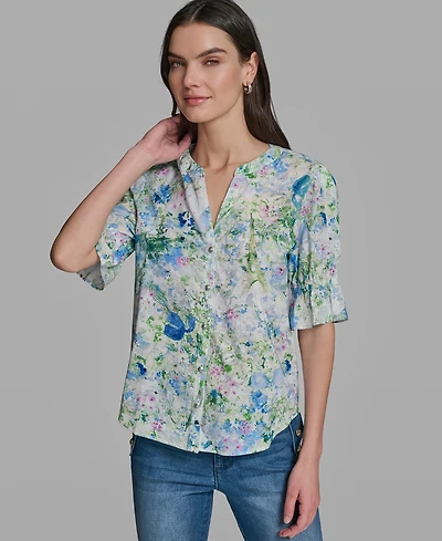 Karl Lagerfeld Paris Petite Short-Sleeve Blouse