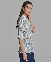 Karl Lagerfeld Paris Petite Long-Sleeve Shirt