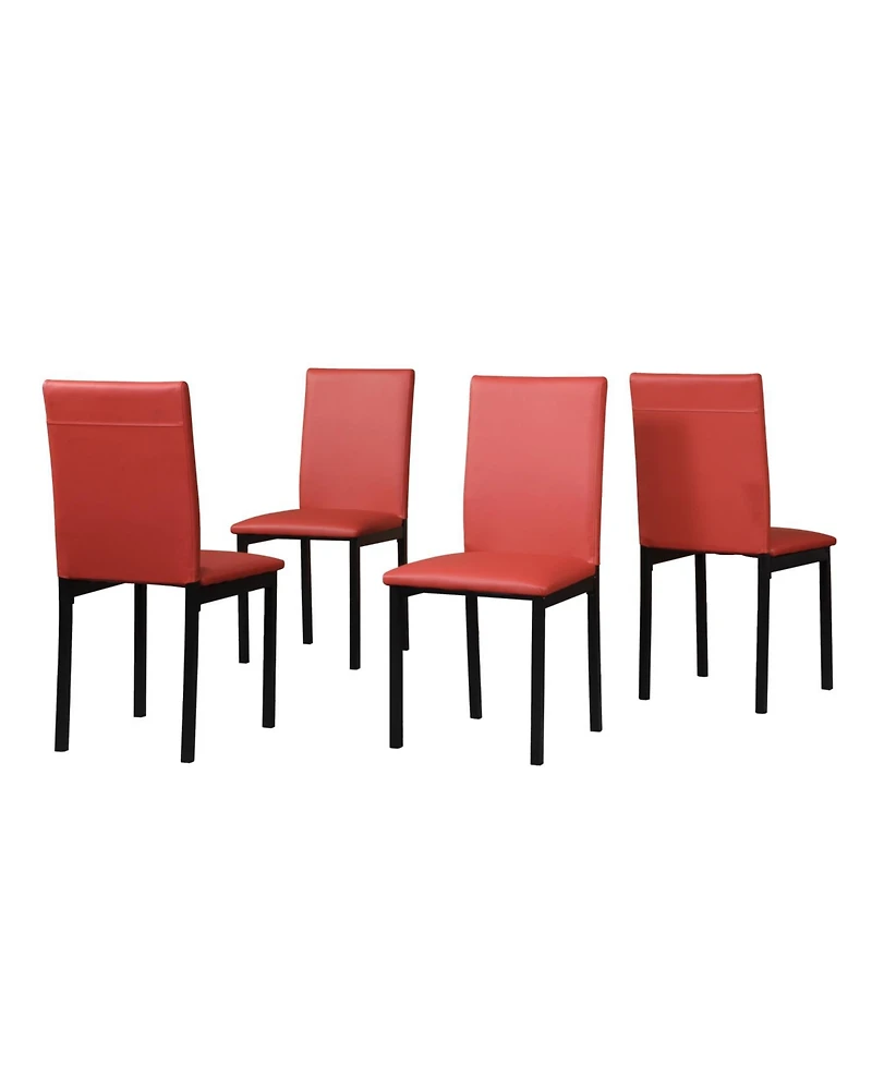 Streamdale Furniture Faux Leather Seat Metal Frame Dining Chairs, Set of 4, Red