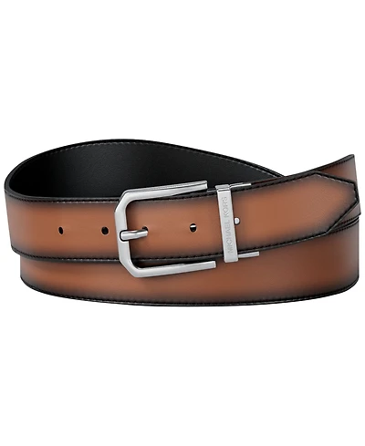 Michael Kors Men's Gunmetal Buckle Leather Belt