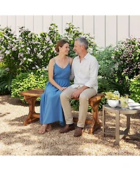 Outsunny Outdoor Wooden Bench, Rustic Garden Bench Loveseat