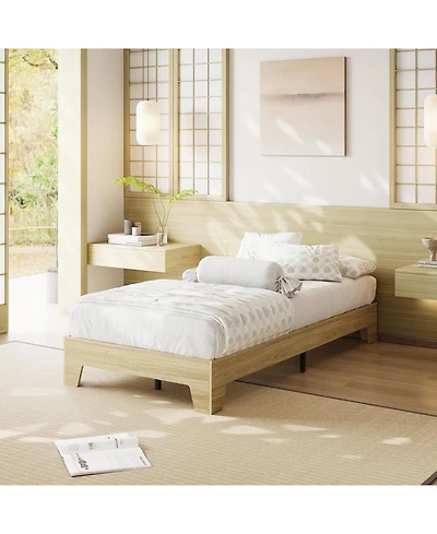 gaomon Platform Bed Frame with Underbed Storage- 10.24 Inch Clearance- Wood and Metal Slat Support- No Headboard- No Box Spring Needed.