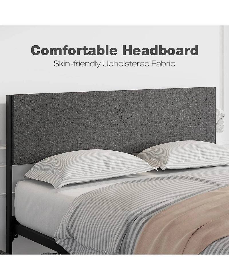 gaomon Upholstered Platform Bed Frame with Adjustable Headboard 2 Drawers Steel Slat Support No Box Spring Needed Space-Saving Design