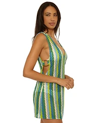 Becca Women's Island Waves Crochet V-Neck Cover-Up Dress