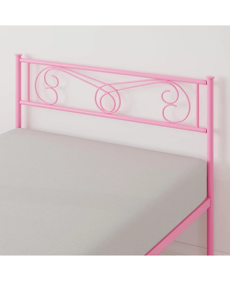 gaomon Bed Frame with Headboard and Footboard for Girls, Metal Platform Steel Slat Support, Mattress Foundation Storage