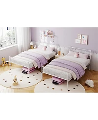 gaomon Bed Frame with Headboard and Footboard for Girls, Metal Platform Steel Slat Support, Mattress Foundation Storage