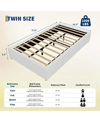 gaomon Bed Frame，Corduroy Low Bed Frame Without Headboard, Thick Fabric Upholstered Platform Bed, Solid Wood Legs, No Box Spring Needed