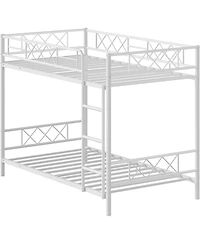 Bunk Bed Twin Over with Extra High Guardrail, Heavy Duty Metal Frame & Sturdy Slats, No Box Spring Needed, Space Saver, Gray