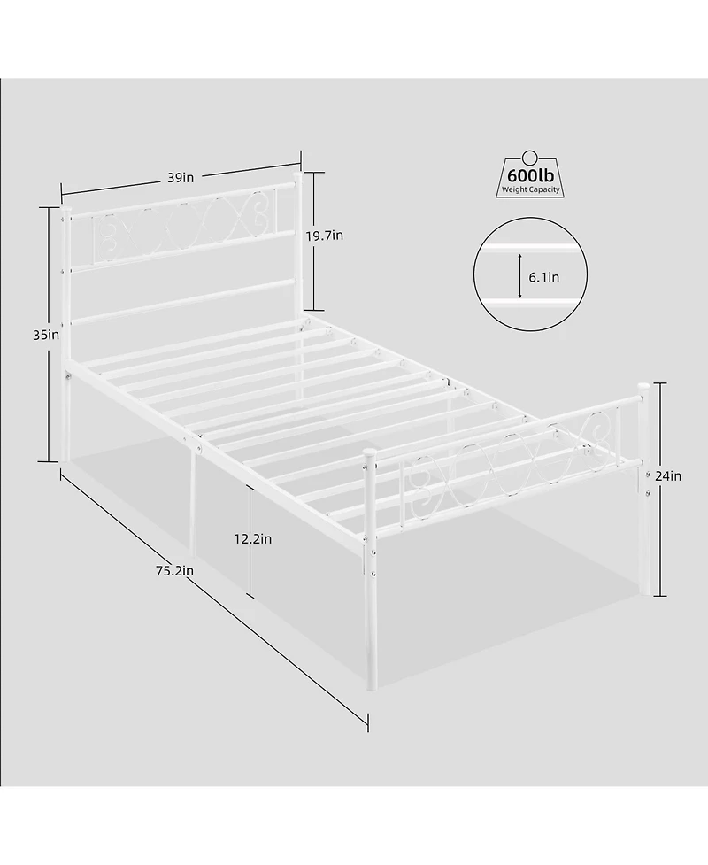 gaomon Bed Frame Metal Platform with Headboard Footboard Strong Slats Under Storage No Box Spring Easy