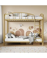 gaomon Metal Bunk Bed Twin Over Twin Heavy Duty Arched Guardrail Safety Ladder Steel No Box Spring Space
