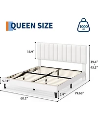gaomon Bed Frame with Adjustable Height Vertical Channel Tufted Headboard