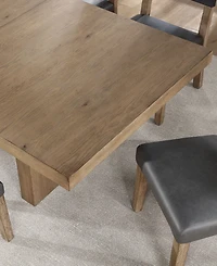 Macai 9-Pc. Wood Dining Table Set (Rectangular Table + 8 Faux Leather Side Chairs)