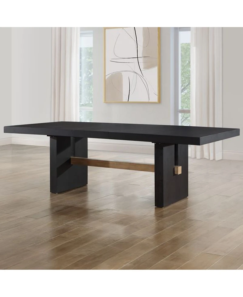 Macai 9-Pc. Wood Dining Table Set (Rectangular + 8 Faux Leather Side Chairs)