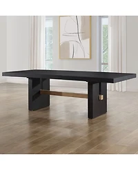 Macai 9-Pc. Wood Dining Table Set (Rectangular + 8 Faux Leather Side Chairs)