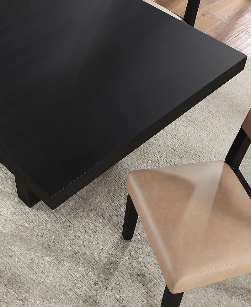 Macai 9-Pc. Wood Dining Table Set (Rectangular + 8 Faux Leather Side Chairs)