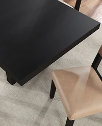 Macai 9-Pc. Wood Dining Table Set (Rectangular + 8 Faux Leather Side Chairs)