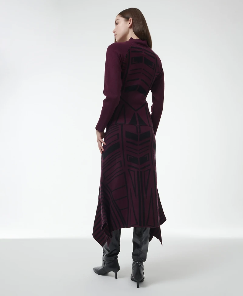 Leem Women's Geometric Jacquard Handkerchief Skirt