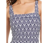 Beyond Control Women's Printed Square Neck One Piece Swimsuit