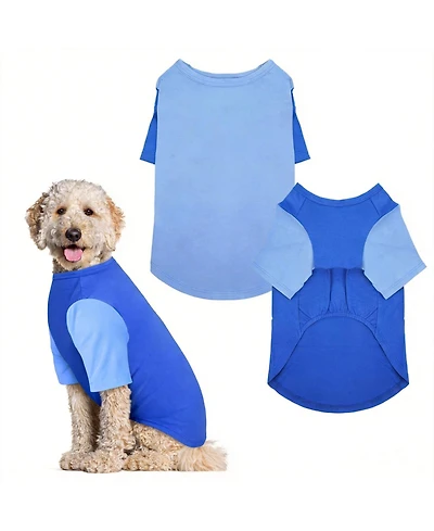 Aronkl 2 Pack Breathable Cotton Spandex Dog T-shirts for Year-Round Comfort