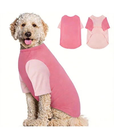 Aronkl 2 Pack Breathable Cotton Spandex Dog T-shirts for Year-Round Comfort