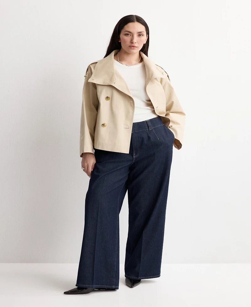 Mango Women's Wide Leg Mid-Rise Jeans