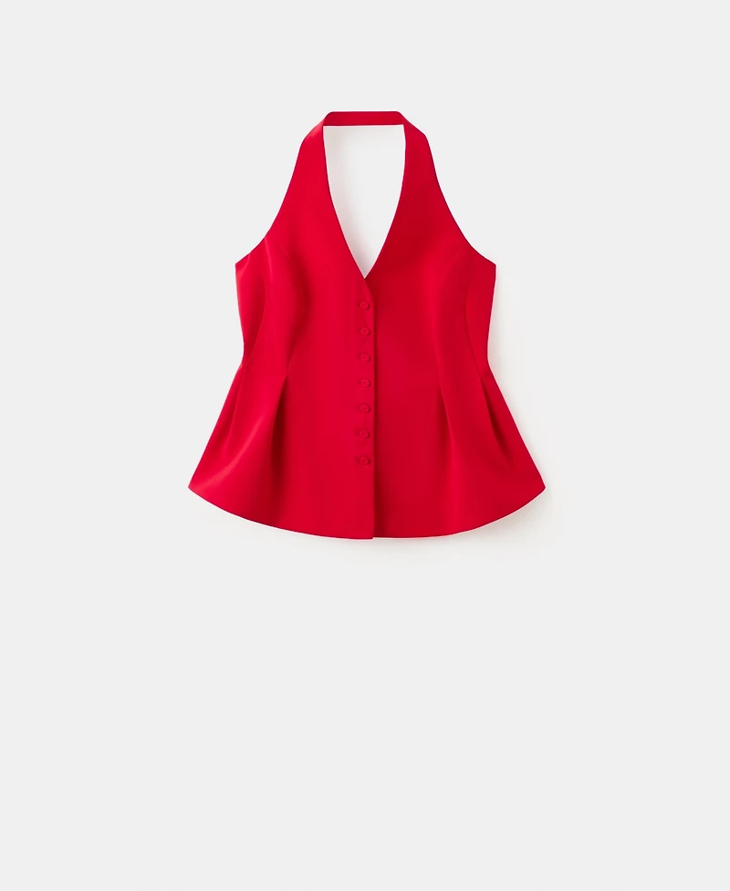 Mango Women's Halter Neck Peplum Top