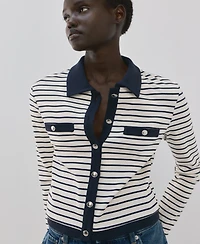 Mango Women's Jewel Buttons Striped Cardigan