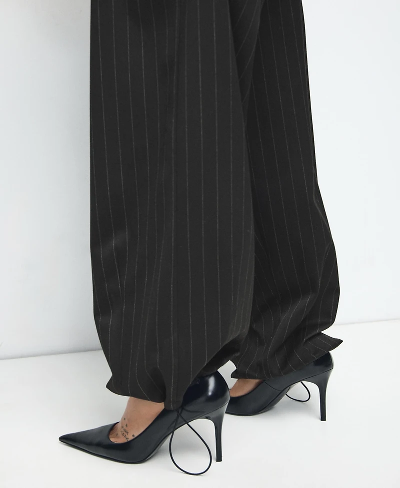 Mango Women's Pinstripe Balloon Trousers