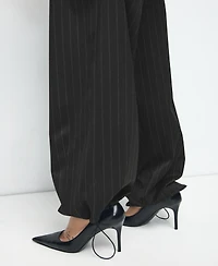 Mango Women's Pinstripe Balloon Trousers