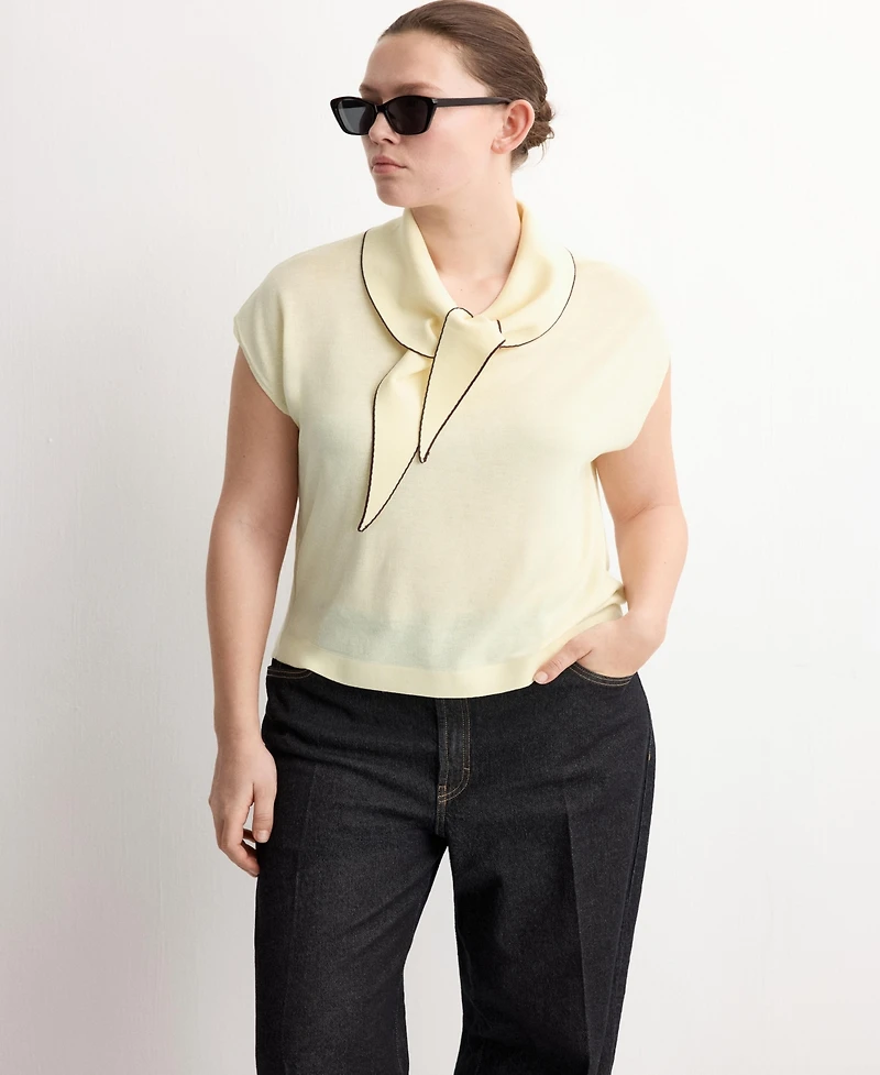 Mango Women's Handkerchief Detail Knit Top