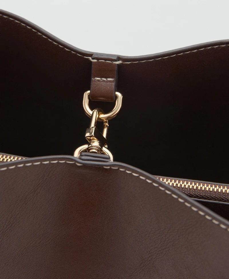 Mango Women's Metal Details Bucket Bag