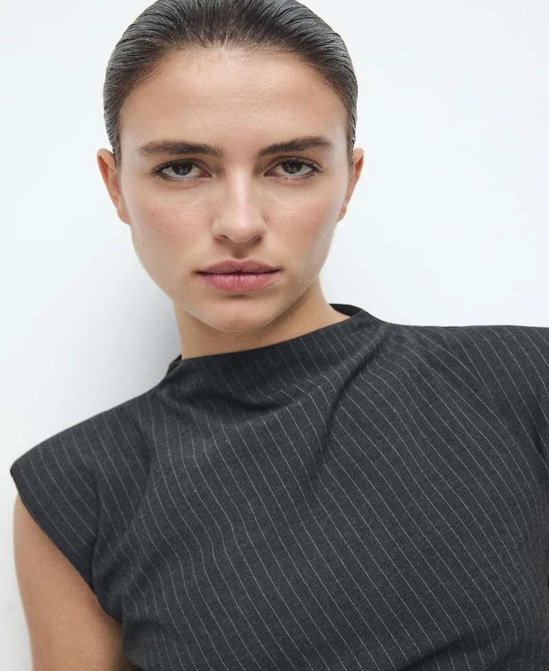 Mango Women's Cut-Out Pinstripe Dress