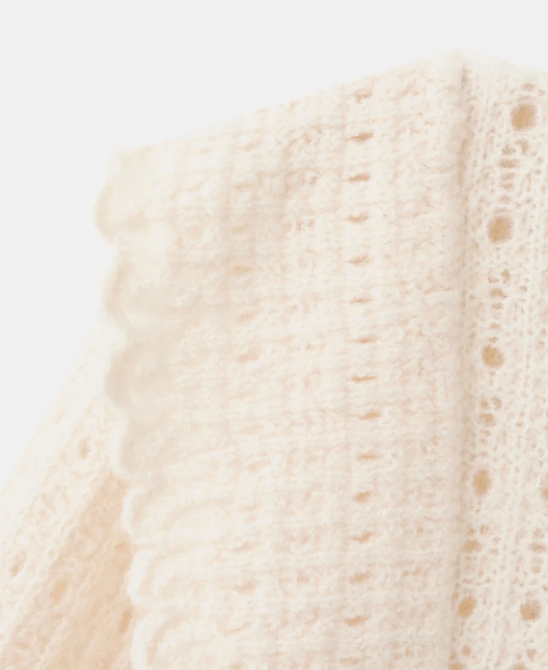 Mango Women's Ruffles Openwork Knitted Sweater