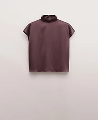 Mango Women's Satin Silk Blouse