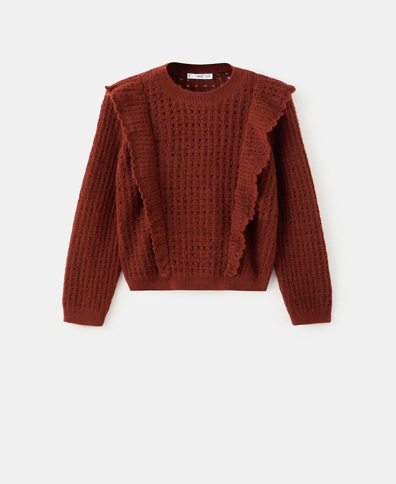 Mango Women's Ruffles Openwork Knitted Sweater