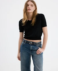 Mango Women's High-Waisted Wide Leg Jeans