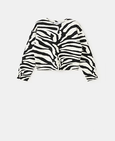 Mango Women's Zebra Print Knit Jumper Sweater